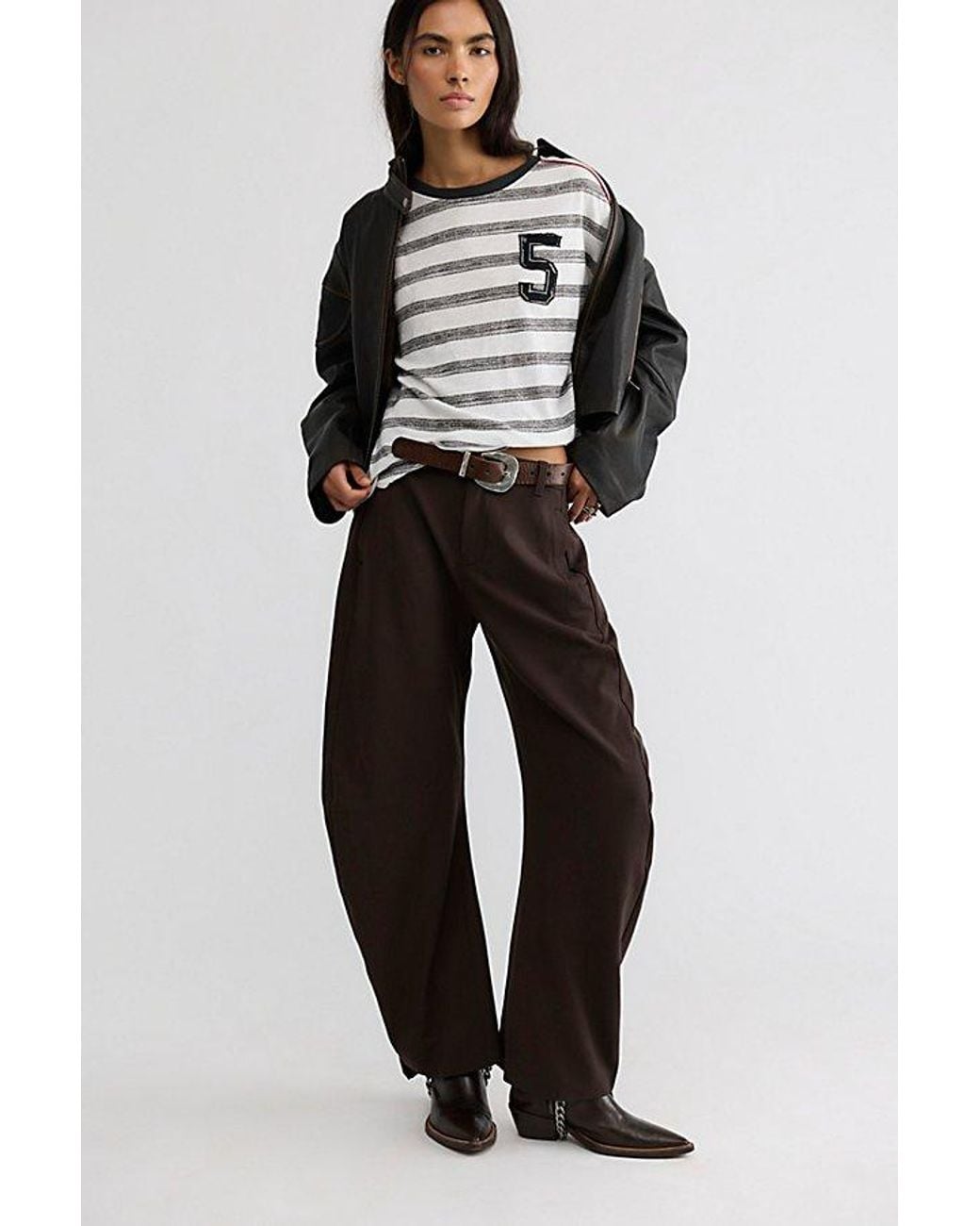 Free People Black Spotlight Menswear Barrel Trousers