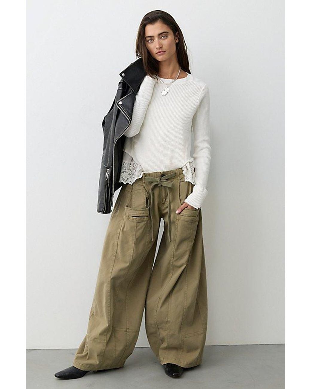 Free People Natural Take Shape Wide Taper Pants