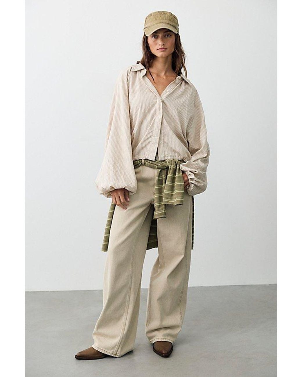 Free People Brown My Bubble Button Down Top
