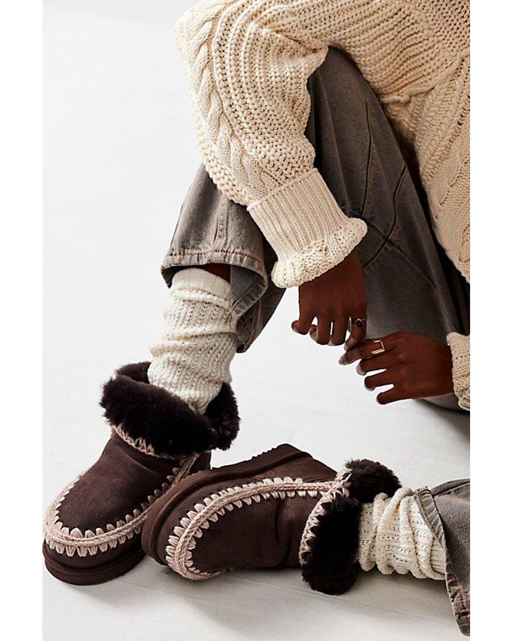Mou Natural Glacier Boots At Free People In Mocha, Size: Eu 37