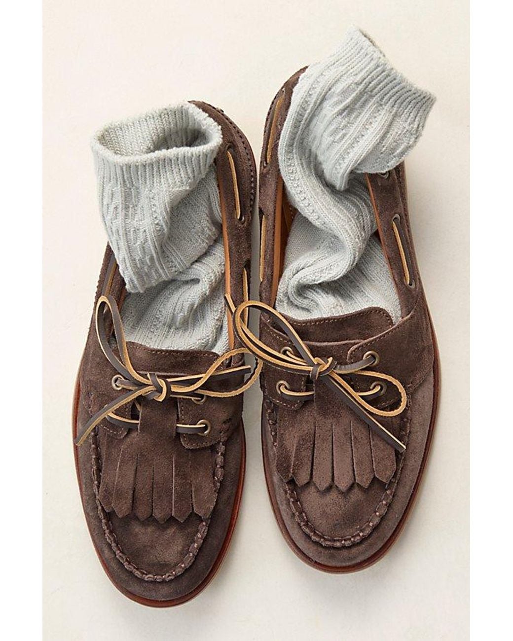 Free People Gray Benny Boat Shoes Shoe