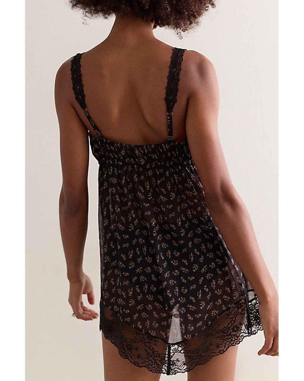 Intimately By Free People Black Cala Luna Mini Slip Dress By