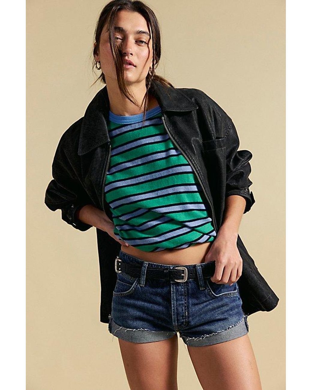 Free People Black Cali Cuffed Shorties