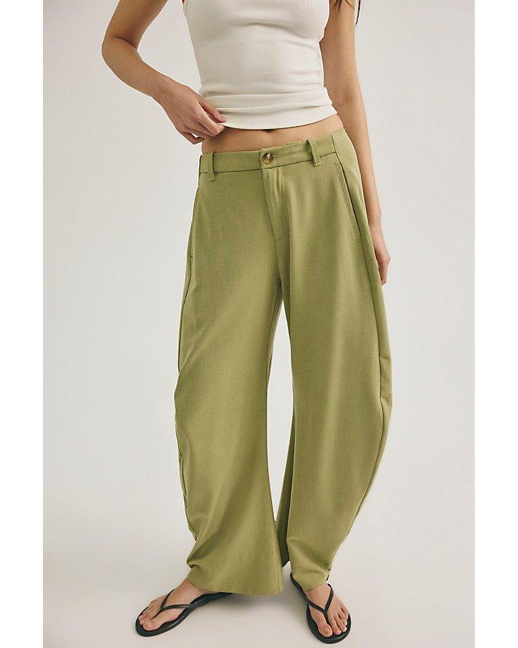 Free People Green Spotlight Menswear Barrel Trousers