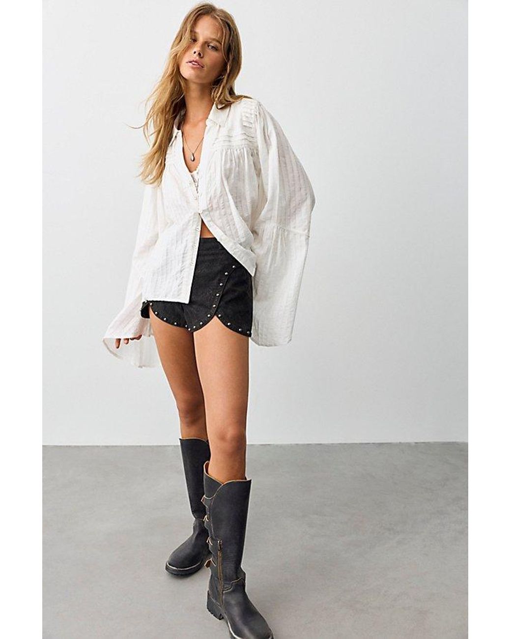 Free People Black Best Behavior Vegan Suede Shorts