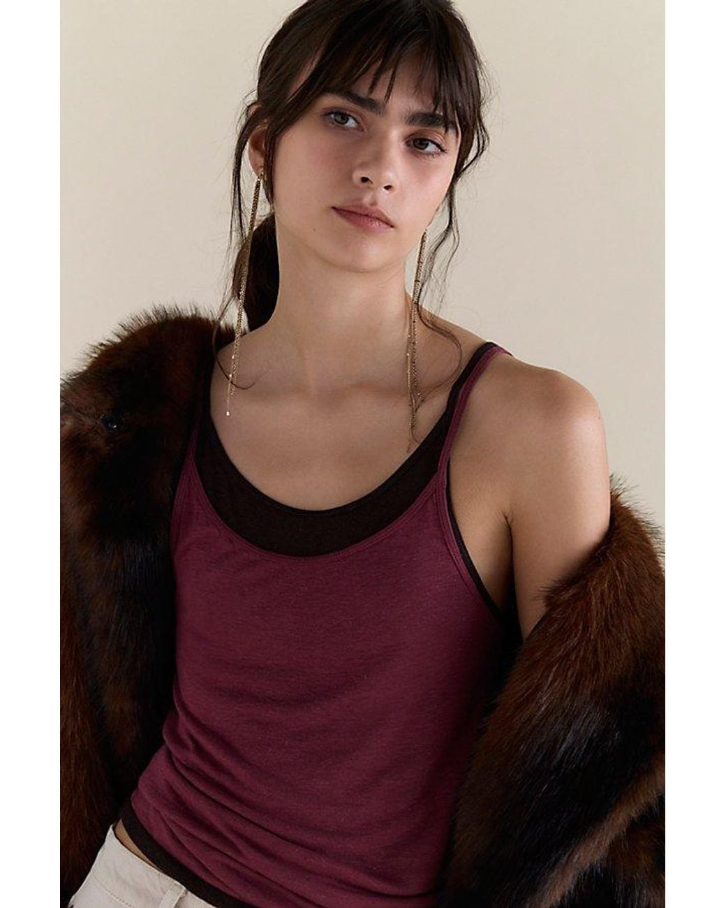 Intimately By Free People Red Stackable Sheer Twofer Tank Top By