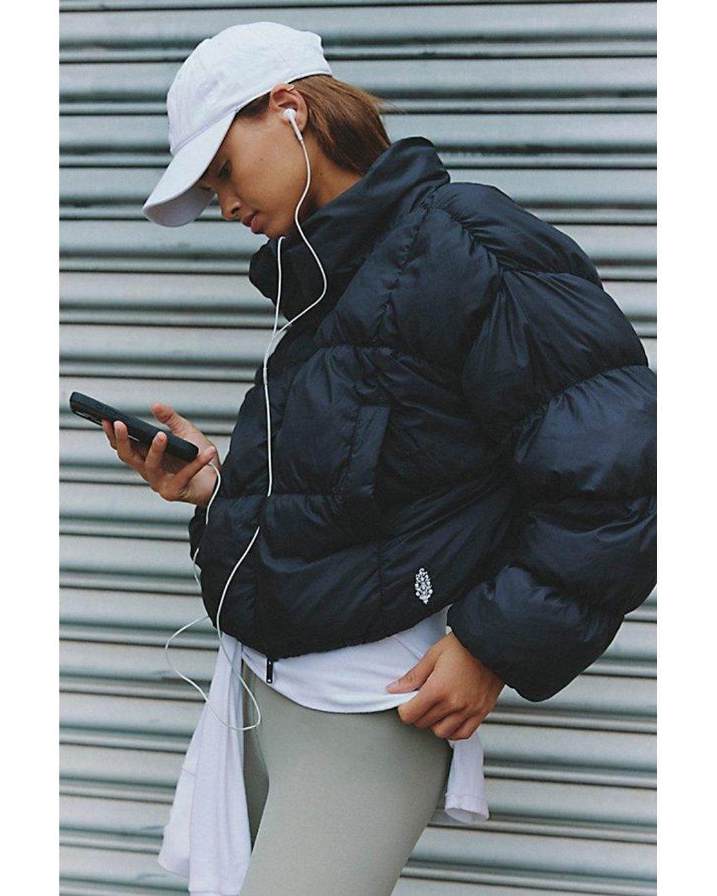 Fp Movement Gray In A Bubble Puffer Jacket