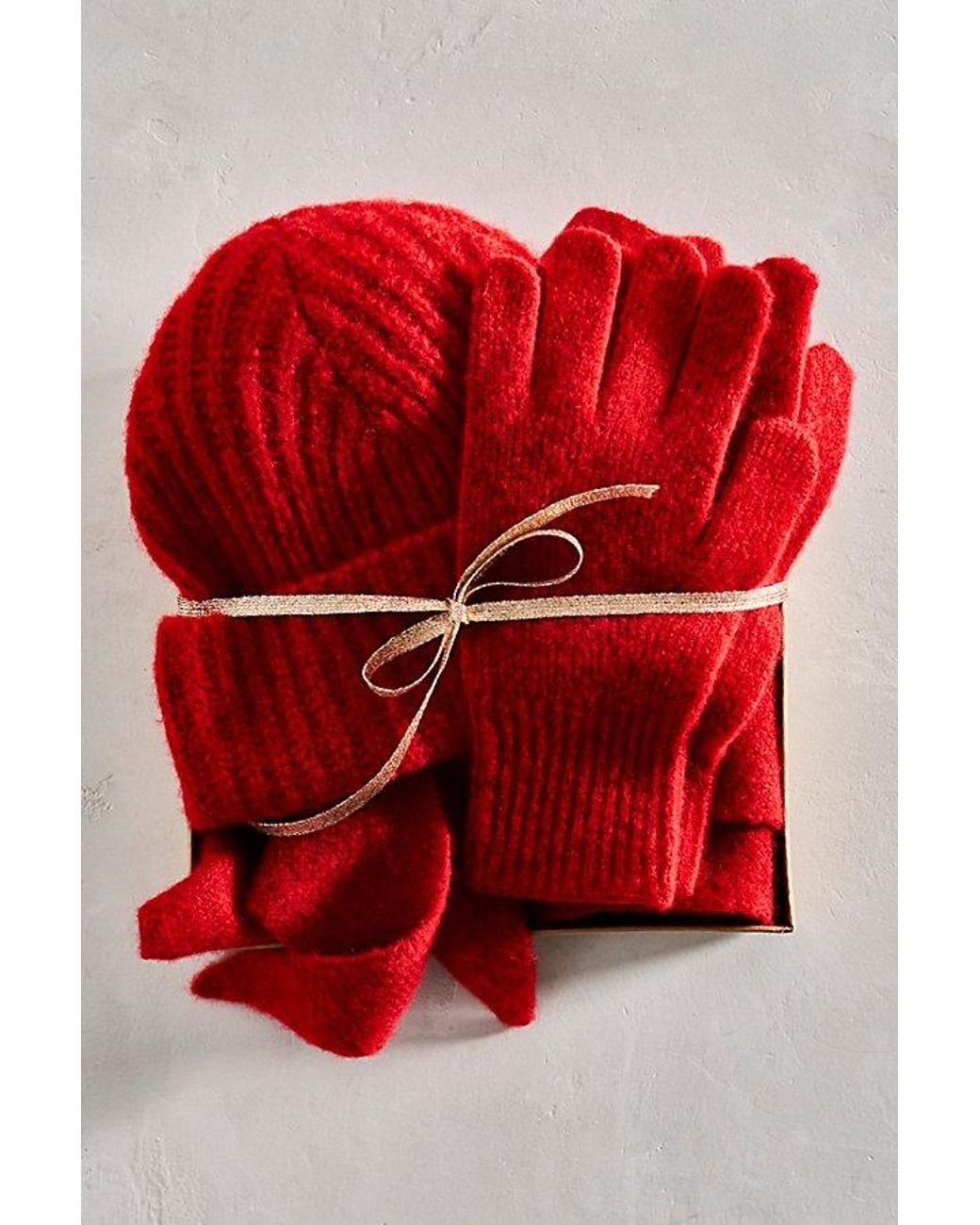 Free People Red Perfect Cashmere Gloves