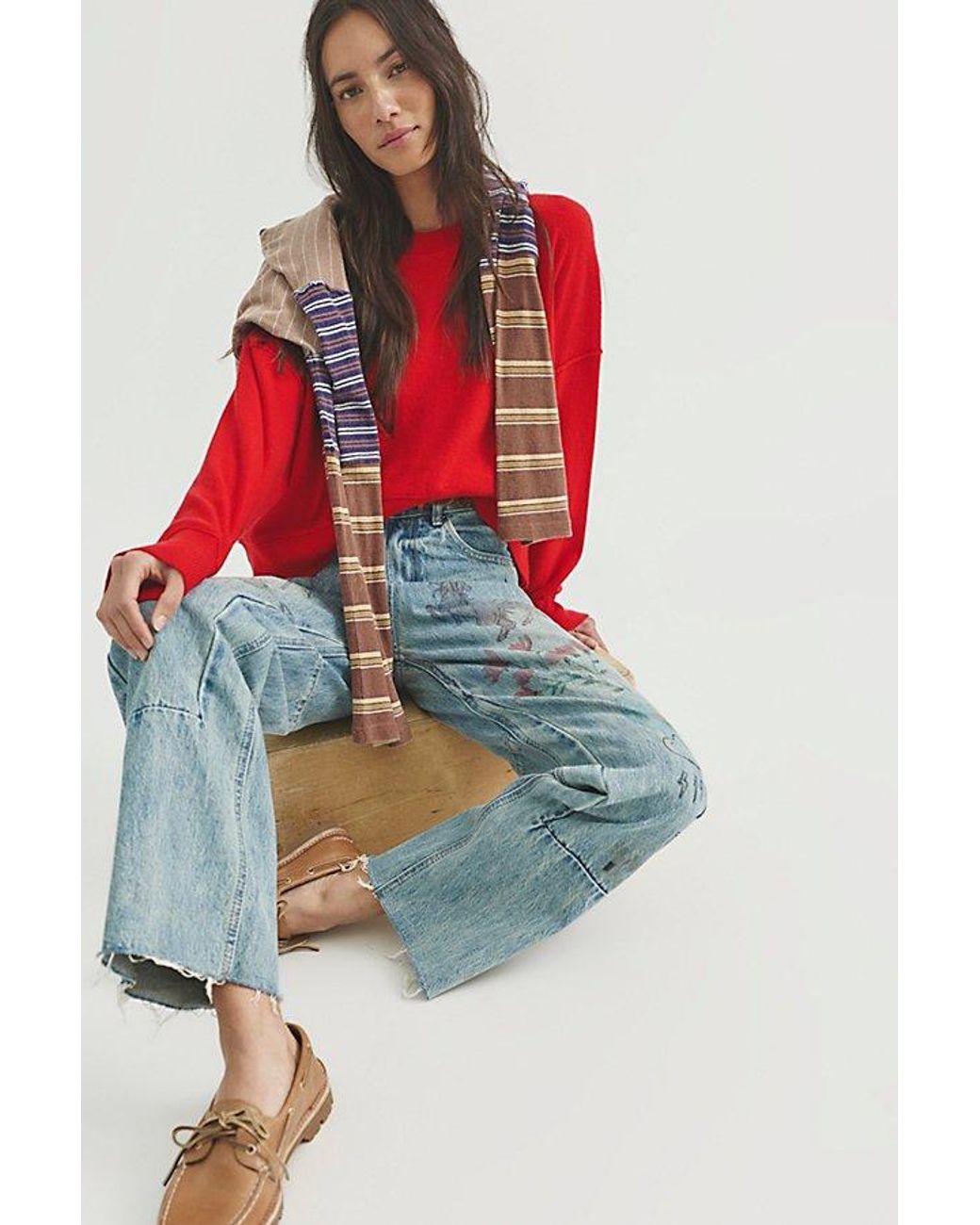 Free People Red Solstice Cashmere Pullover