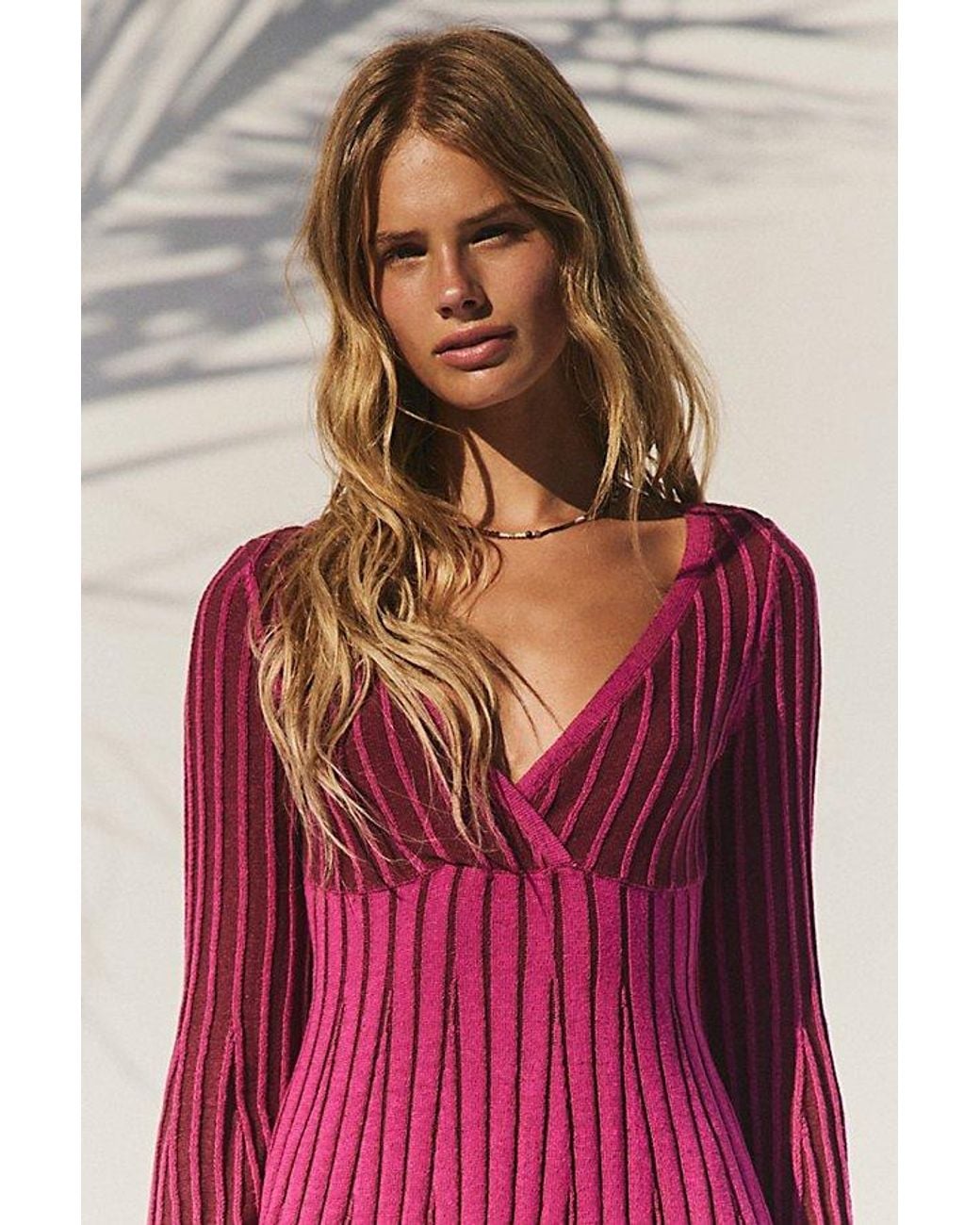 free-est Red Sunset Cove Sweater Mini Dress By