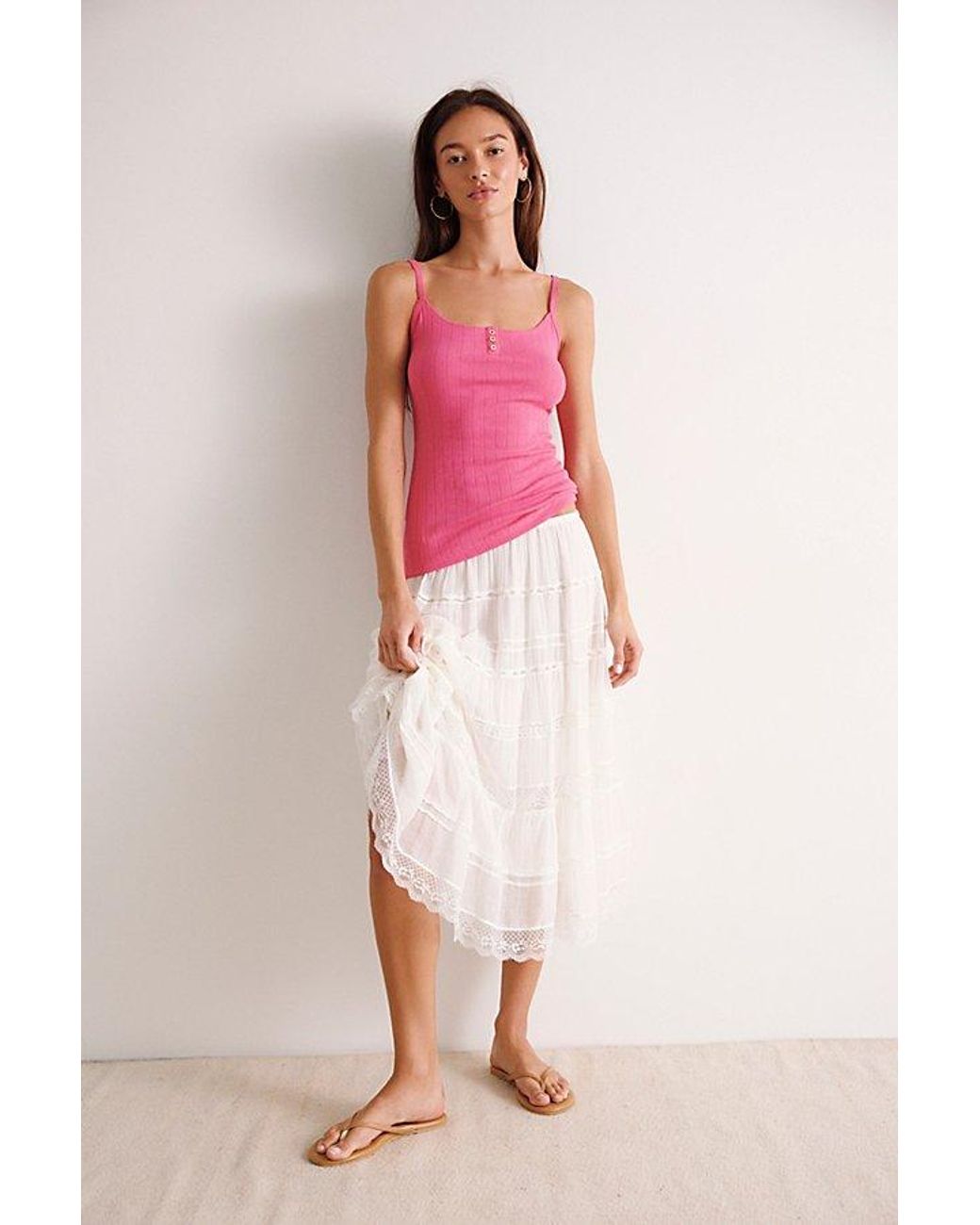 Intimately By Free People Red End Game Pointelle Henley Cami By