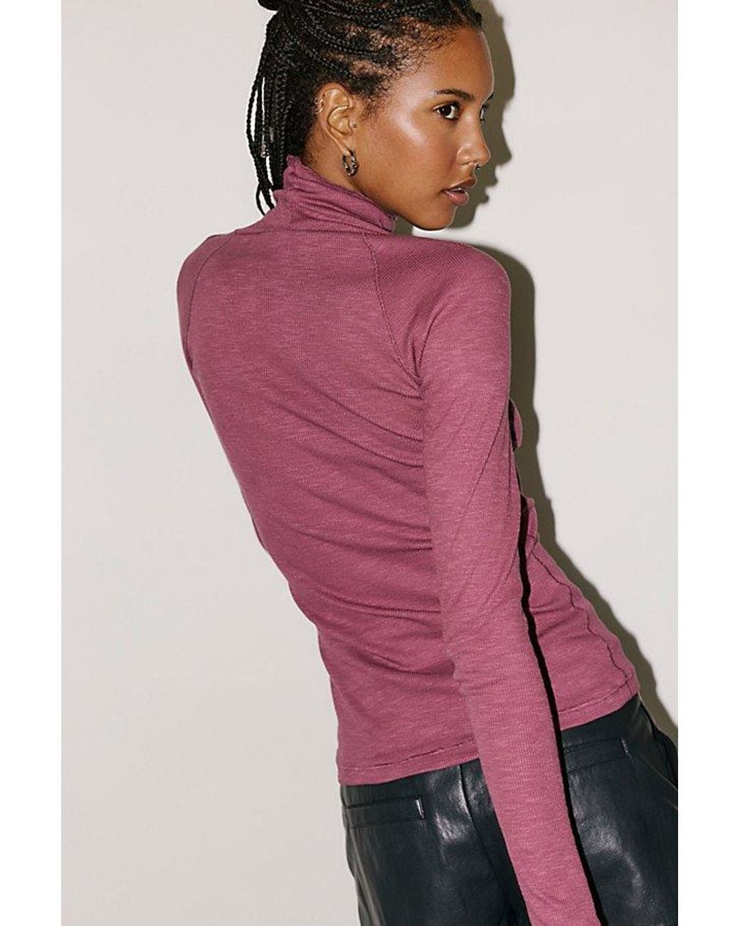 Intimately By Free People Pink Keeping It Light Ribbed Turtleneck Top By