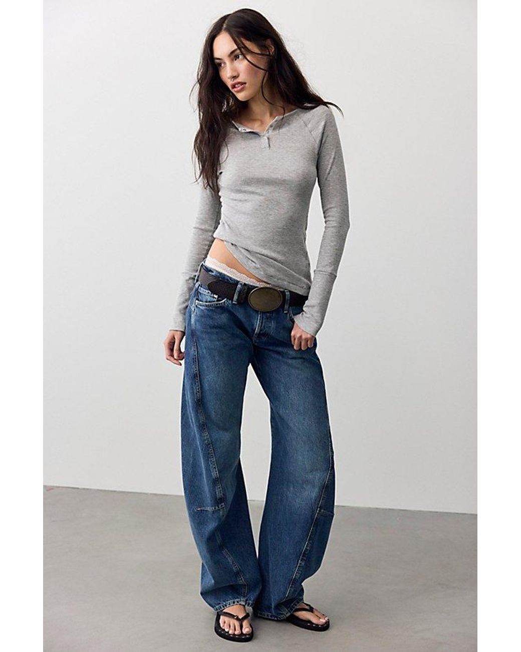 Intimately By Free People Gray Keeping It Light Ribbed Henley By