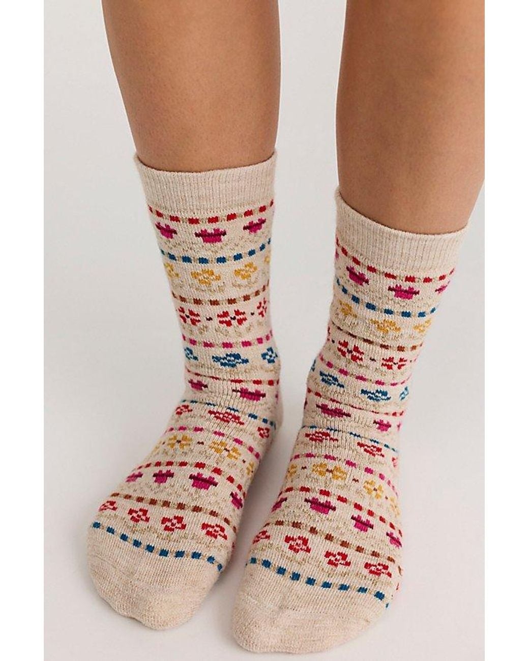 French Knot Pink Tulip Socks