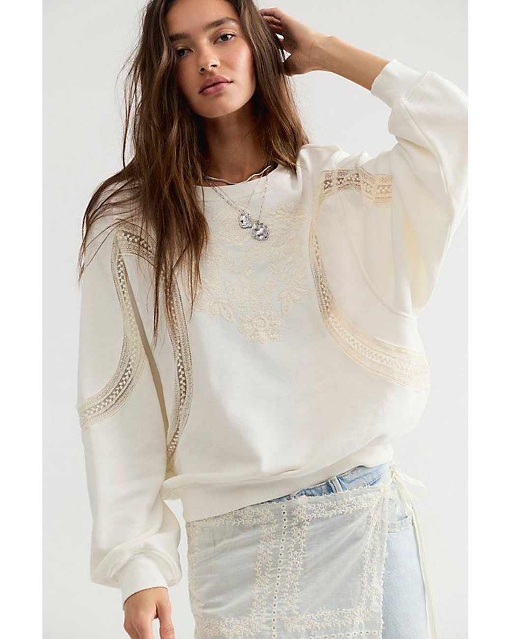 Free People Multicolor Love Lace Sweatshirt