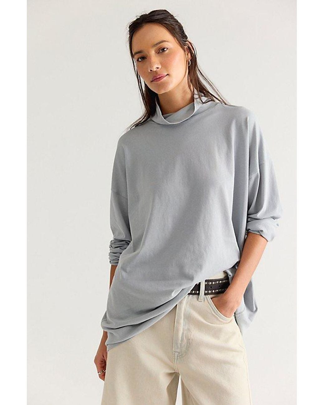 Free People Gray We The Free Nevada Solid Long Sleeve Top