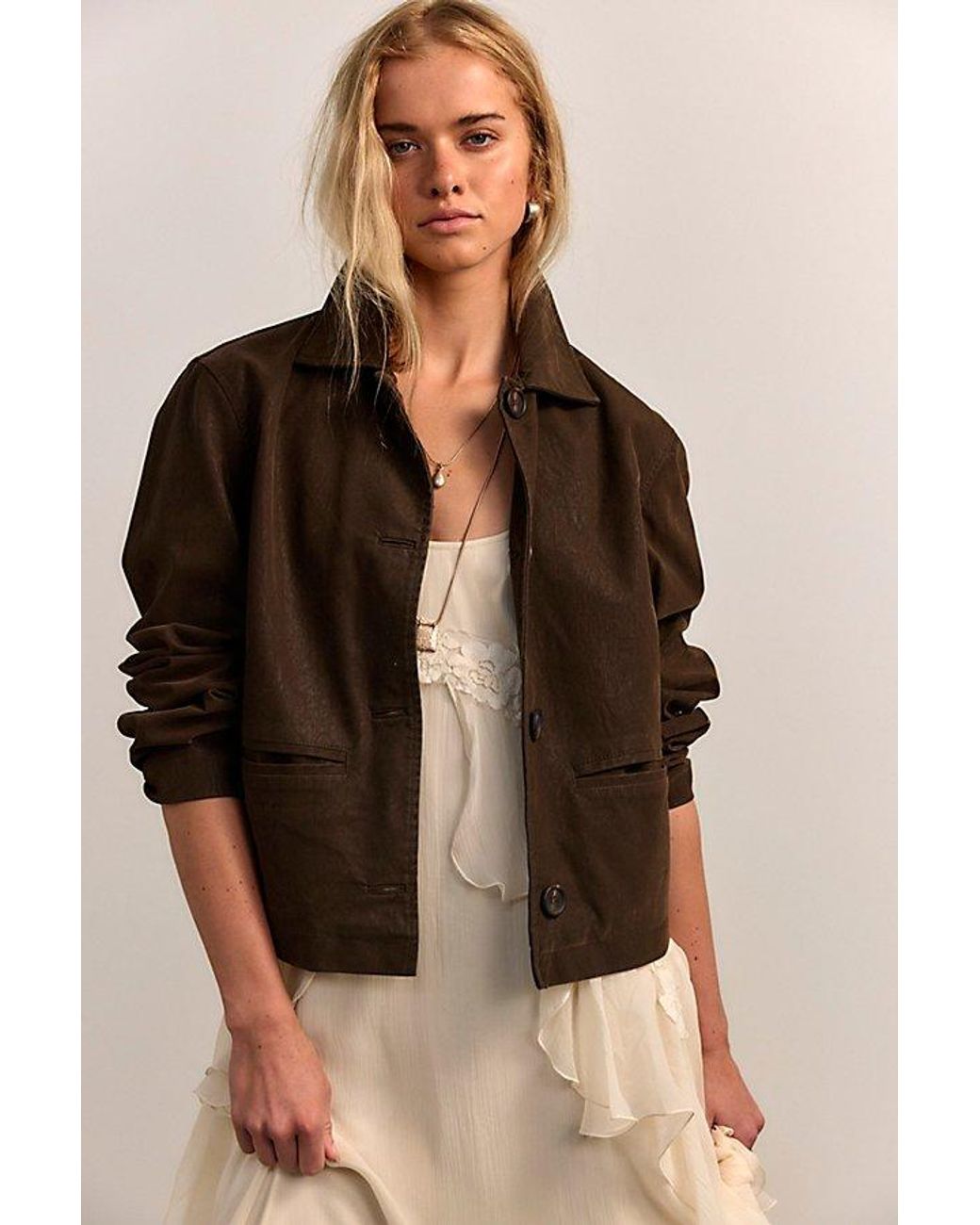 Free People Brown Hera Vegan Suede Jacket