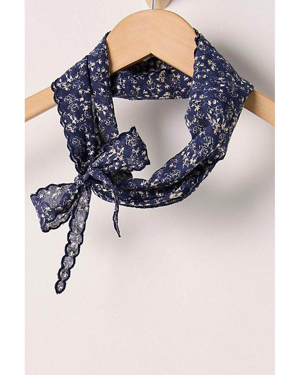 Free People Blue Ditsy Scallop Scarf