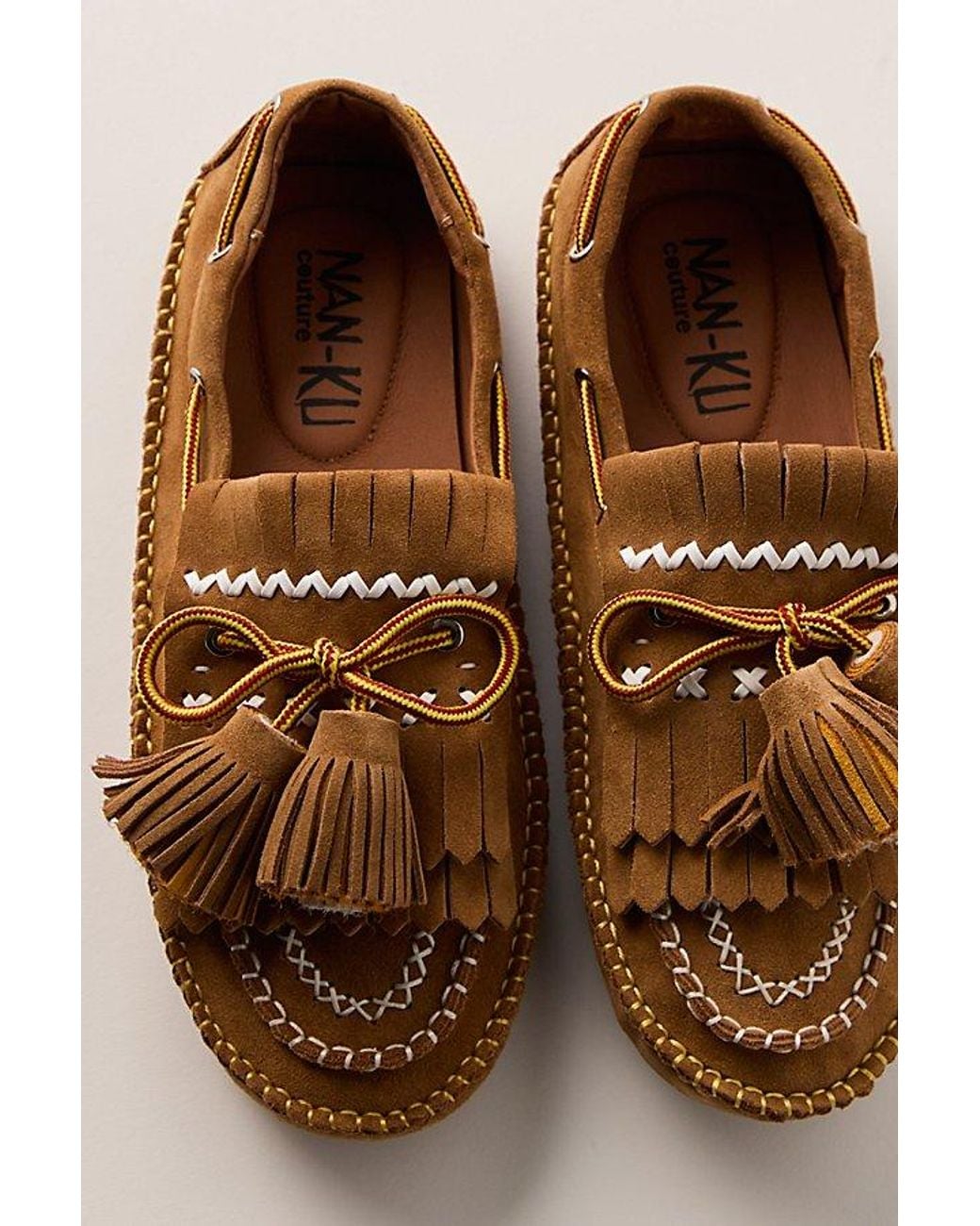 Nan-Ku Couture Brown Scandi Tassel Moccasins By