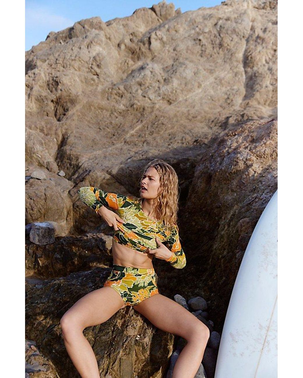 Seea Yellow Palomar Uv Protection Crop Top Rashguard