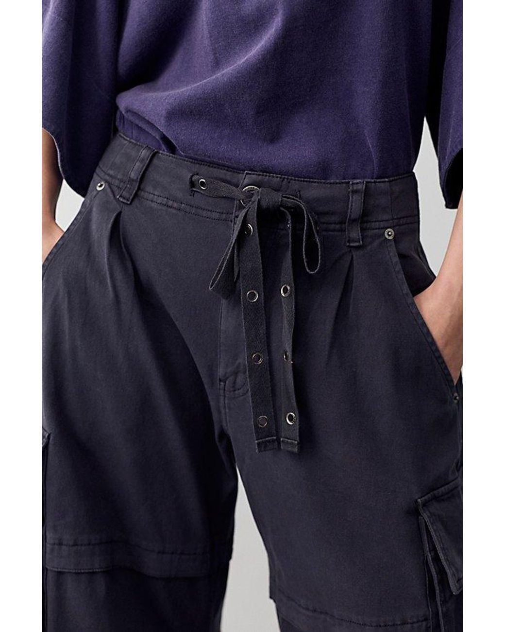 Free People Blue Reef Curved Twill Cargo Pants