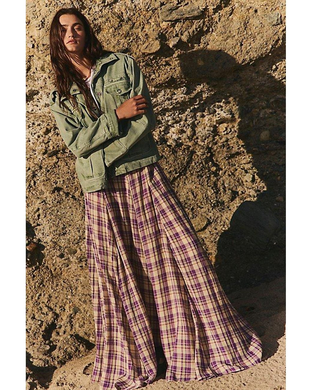 Free People Brown Ives Mid-Rise Pull-On Maxi Skirt