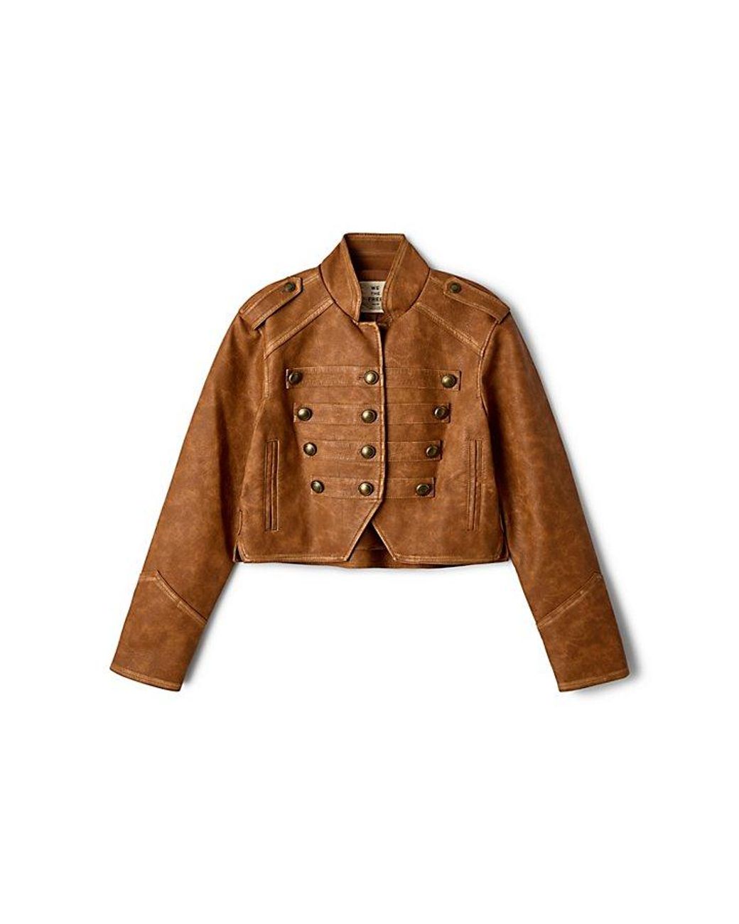 Free People Brown Ryland Vegan Leather Band Jacket