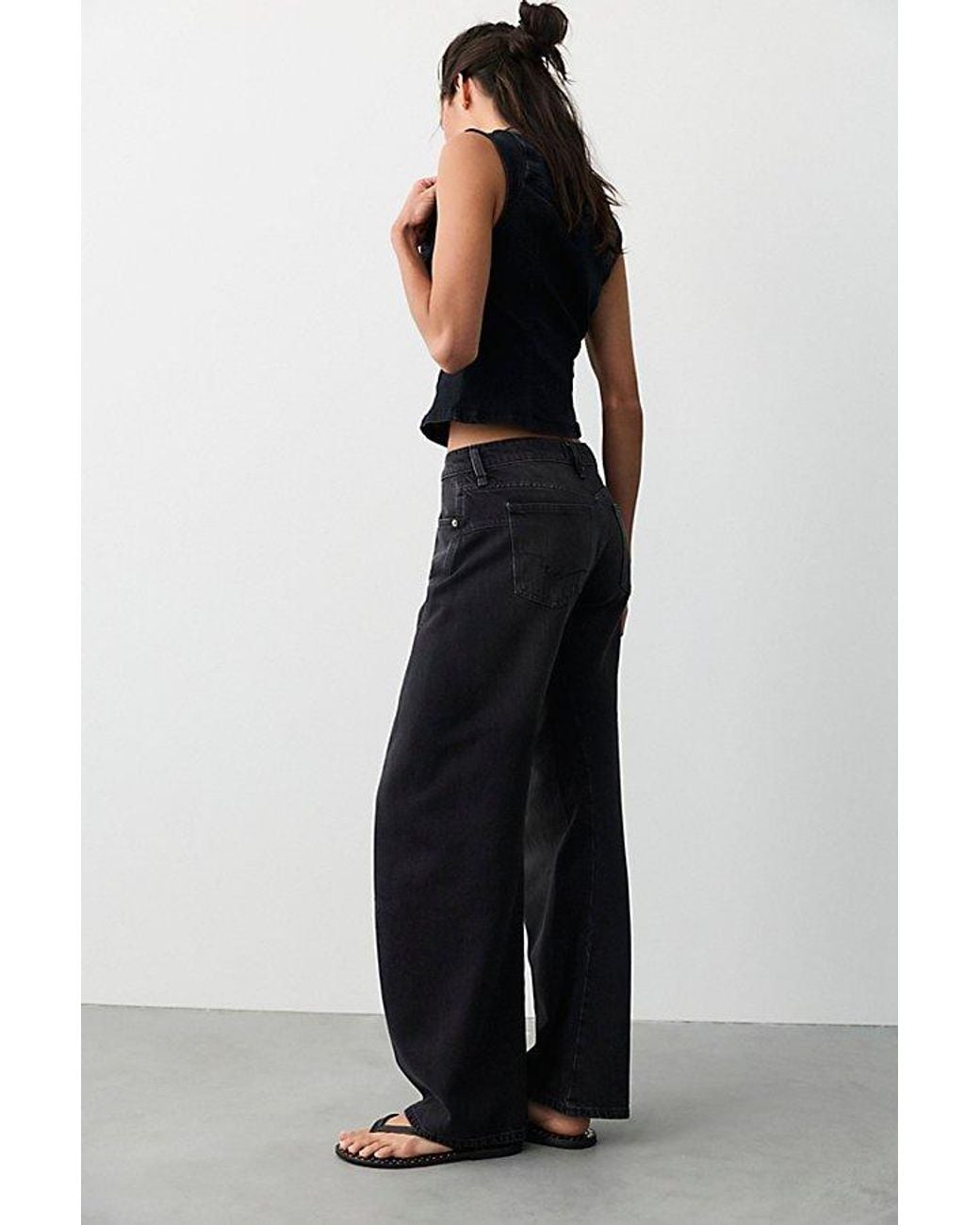 Free People Black Fable Low-Rise Twisted Bowed Jeans