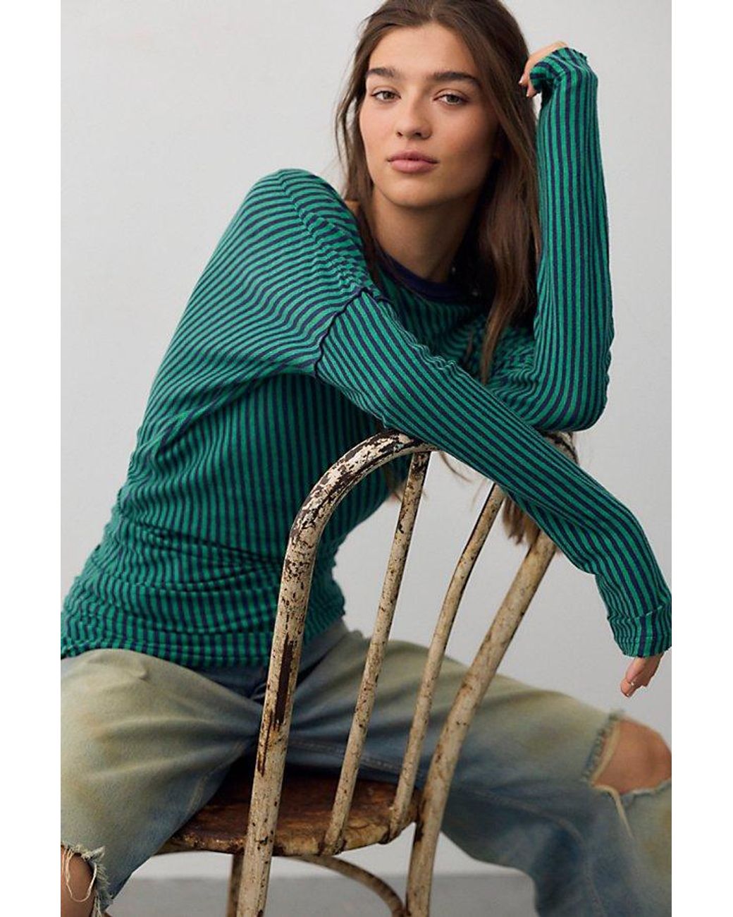 Free People Green We The Free Carter Long Sleeve Top