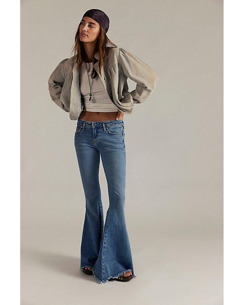 Free People Blue Emre Low-Rise Flare Jeans