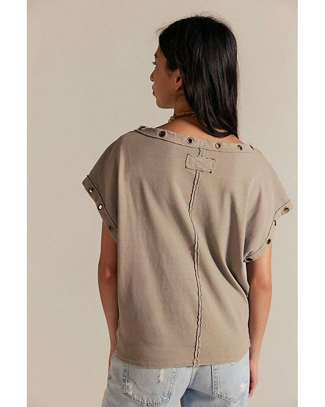 Free People Brown Off-The-Shoulder Billie Tee