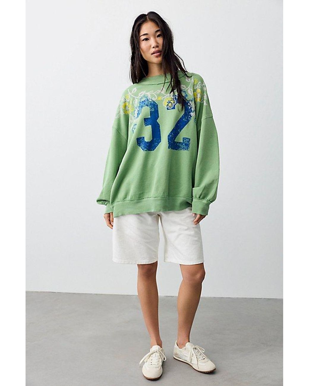 Free People Green Palm Spring Turtleneck Graphic Pullover