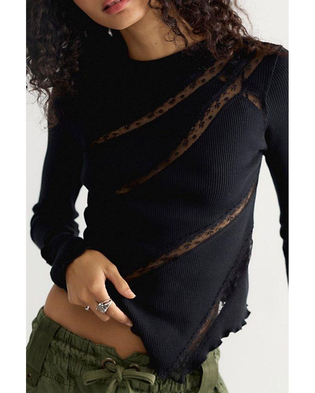 Free People Black Piece By Piece Cuff Top