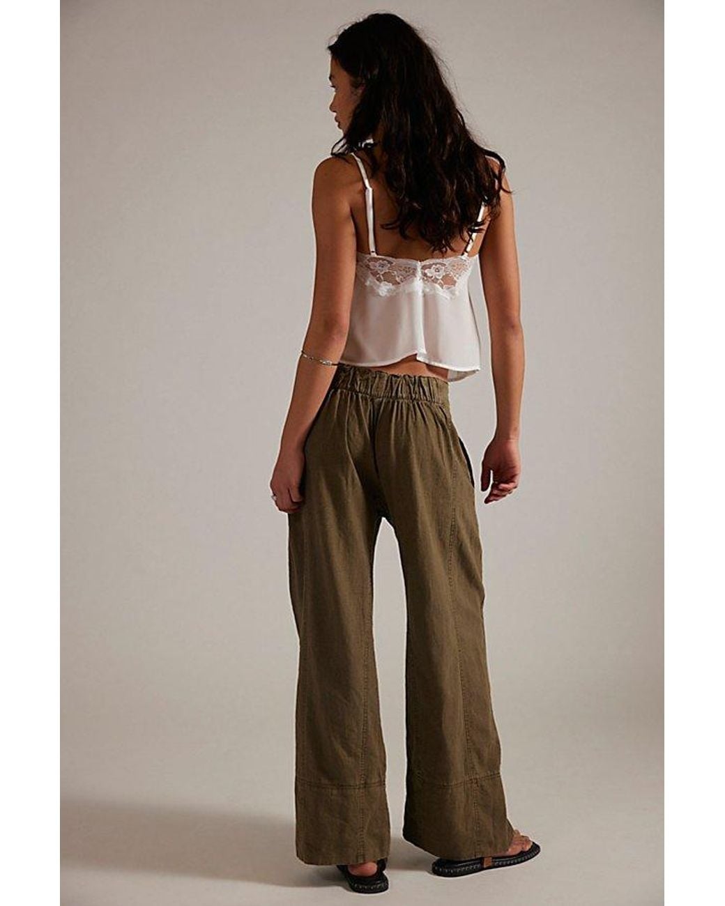 Free People Multicolor Day's End Linen Pull-On Pants