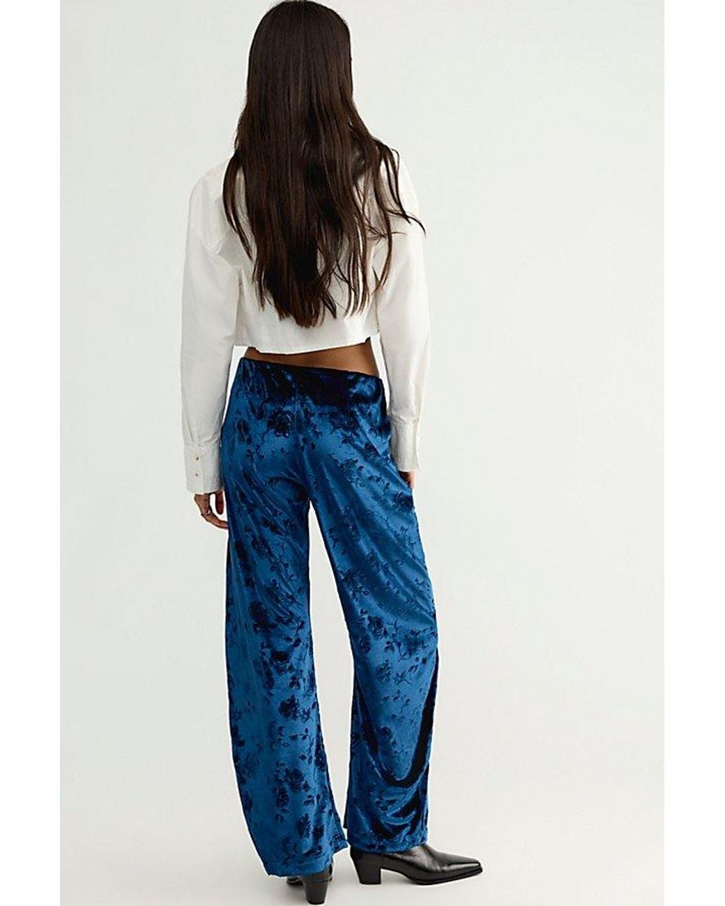 Free People Blue Radiance Velvet Pull-On Pants