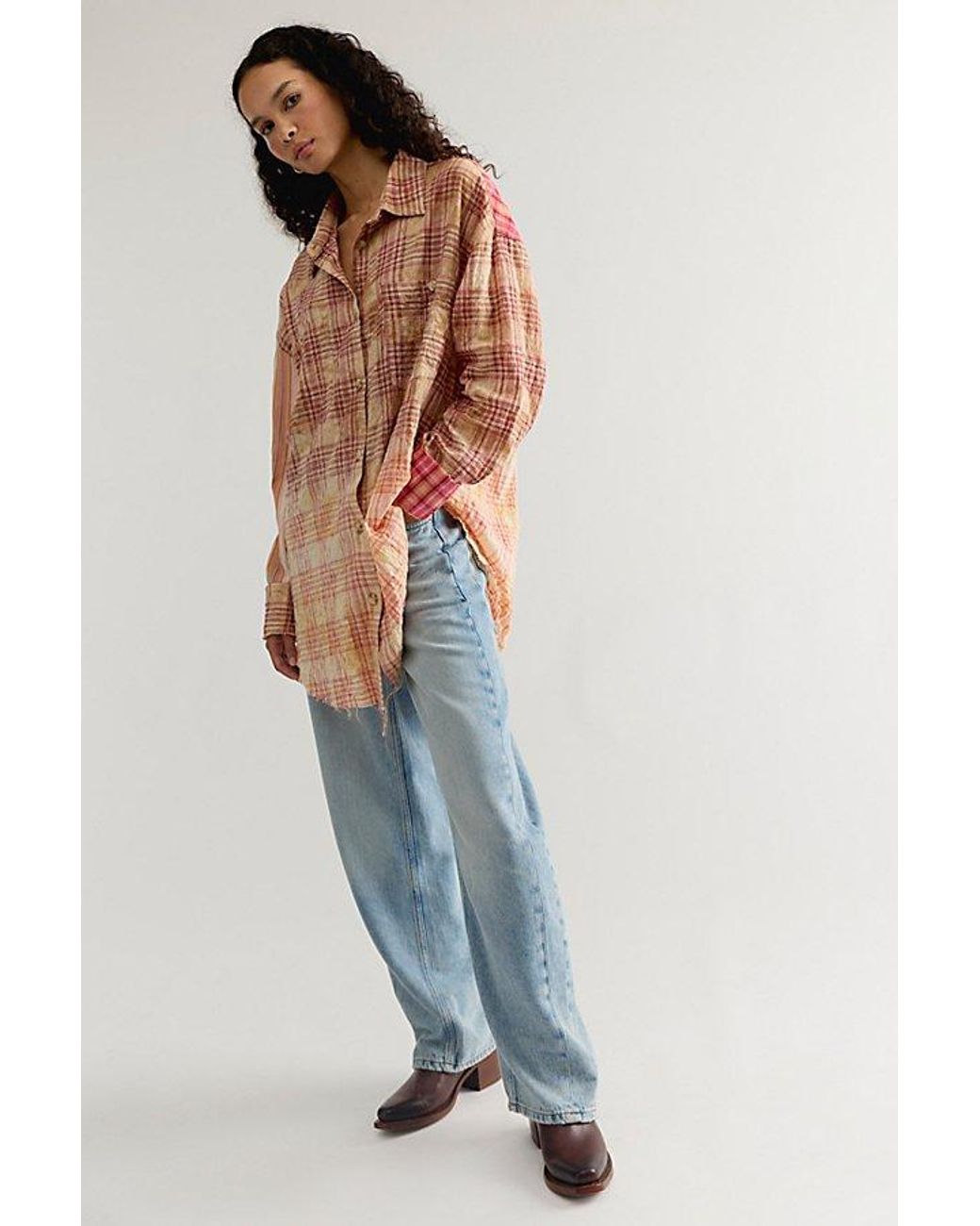 THE TALES White Summer Check Mini Shirtdress