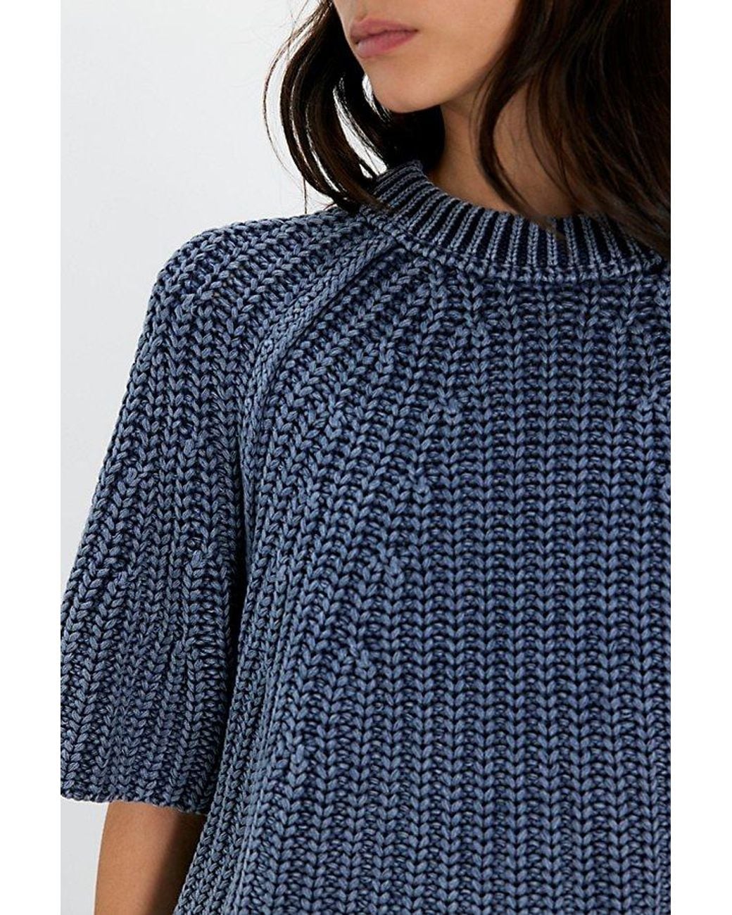 Free People Blue Amy Cotton Sweater Tee