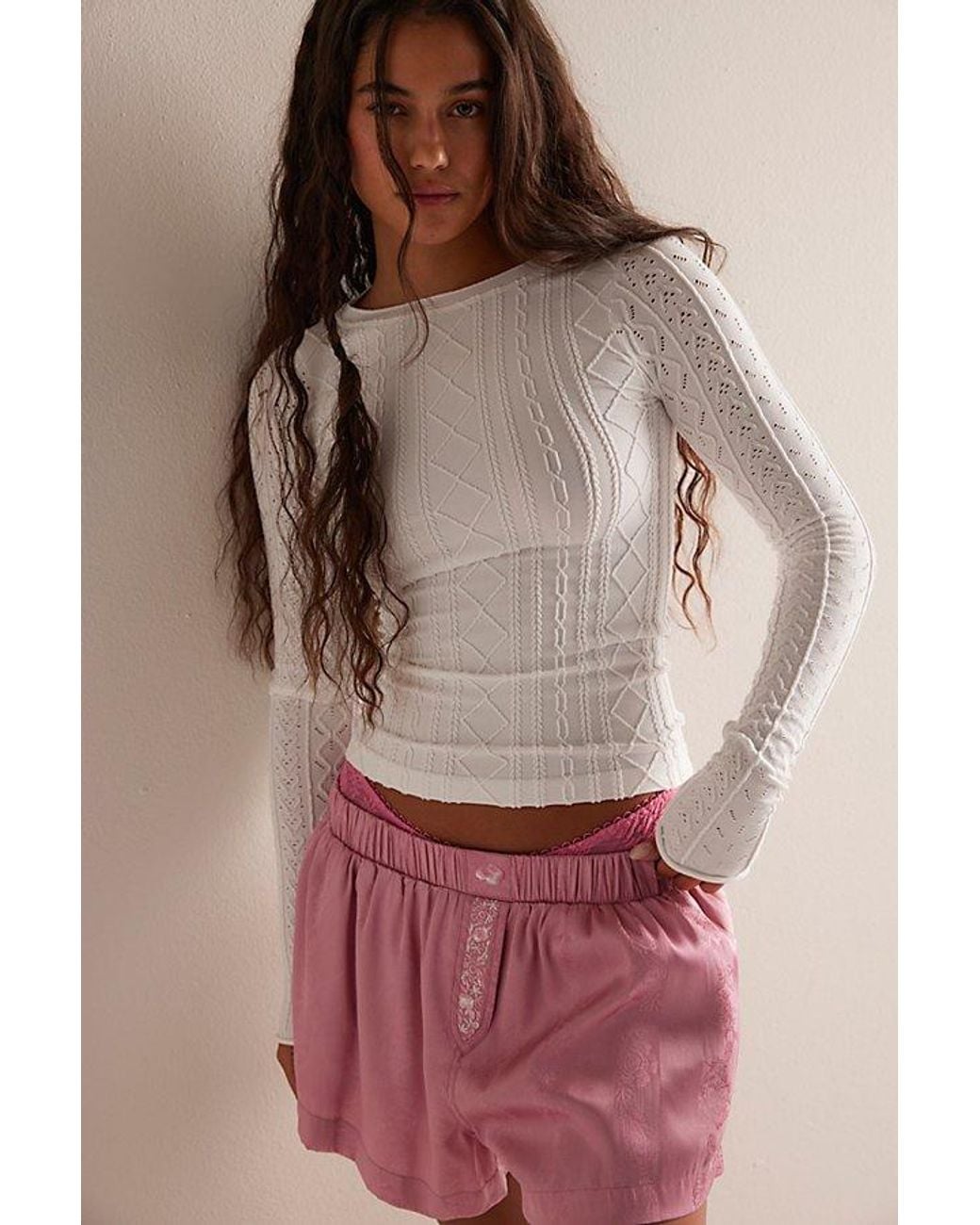 Intimately By Free People Brown So Soft Seamless Modal Cable Long Sleeve By