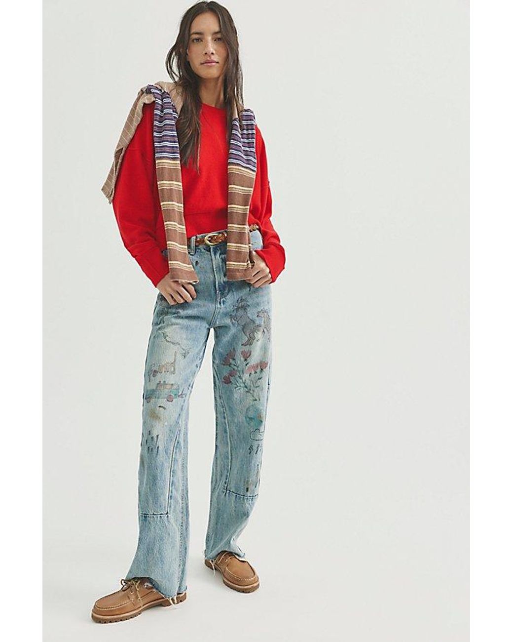 Free People Red Solstice Cashmere Pullover