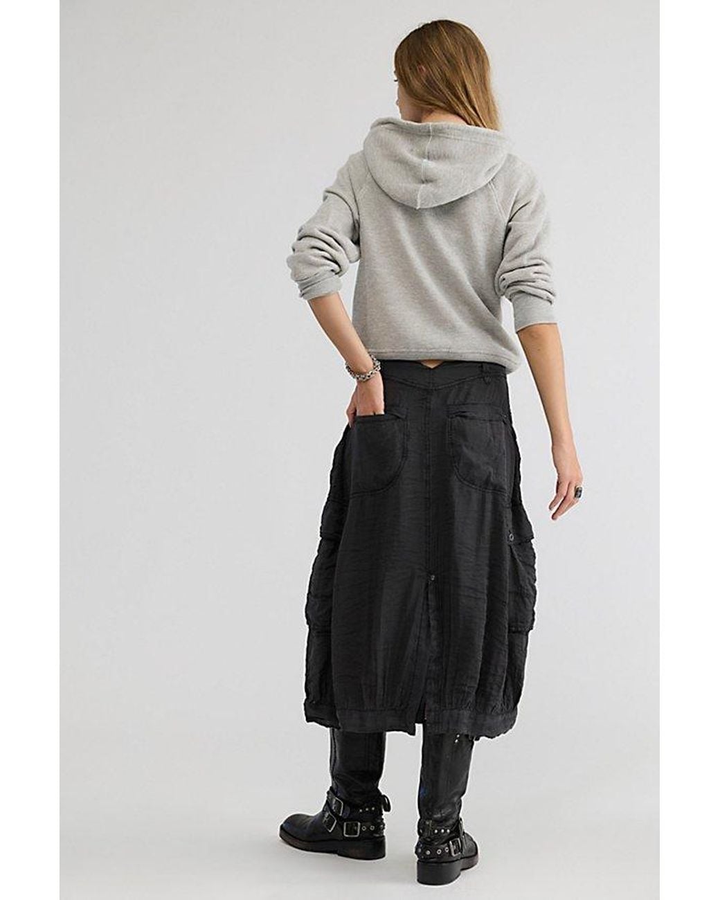 Free People Black Rogue Cargo Skirt