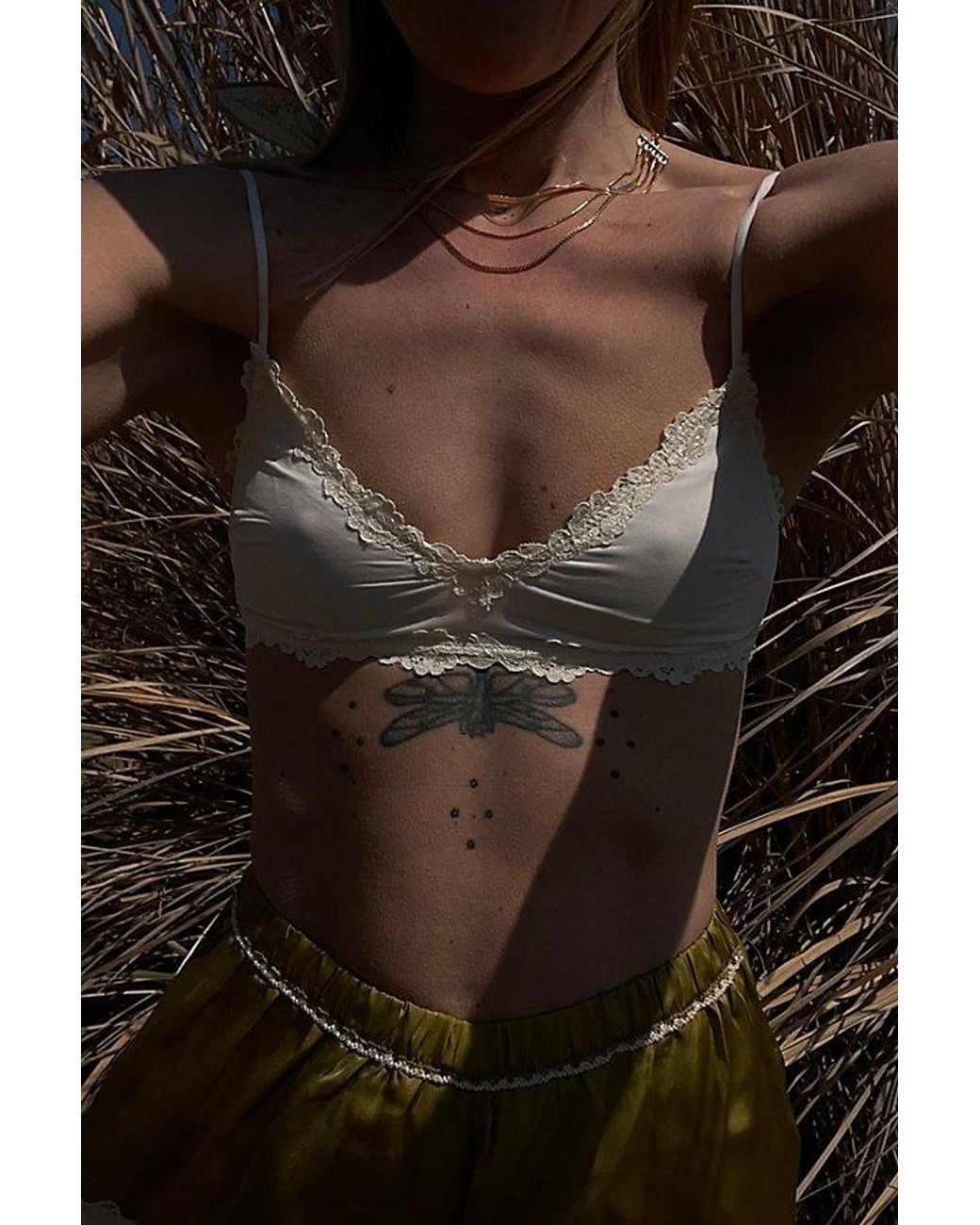 Intimately By Free People Brown Charlie Lace Microfiber V-Neck Bralette By