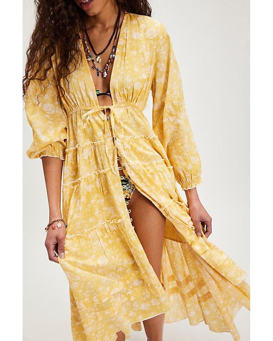 Free People Pappiet Midi Dress in Yellow | Lyst