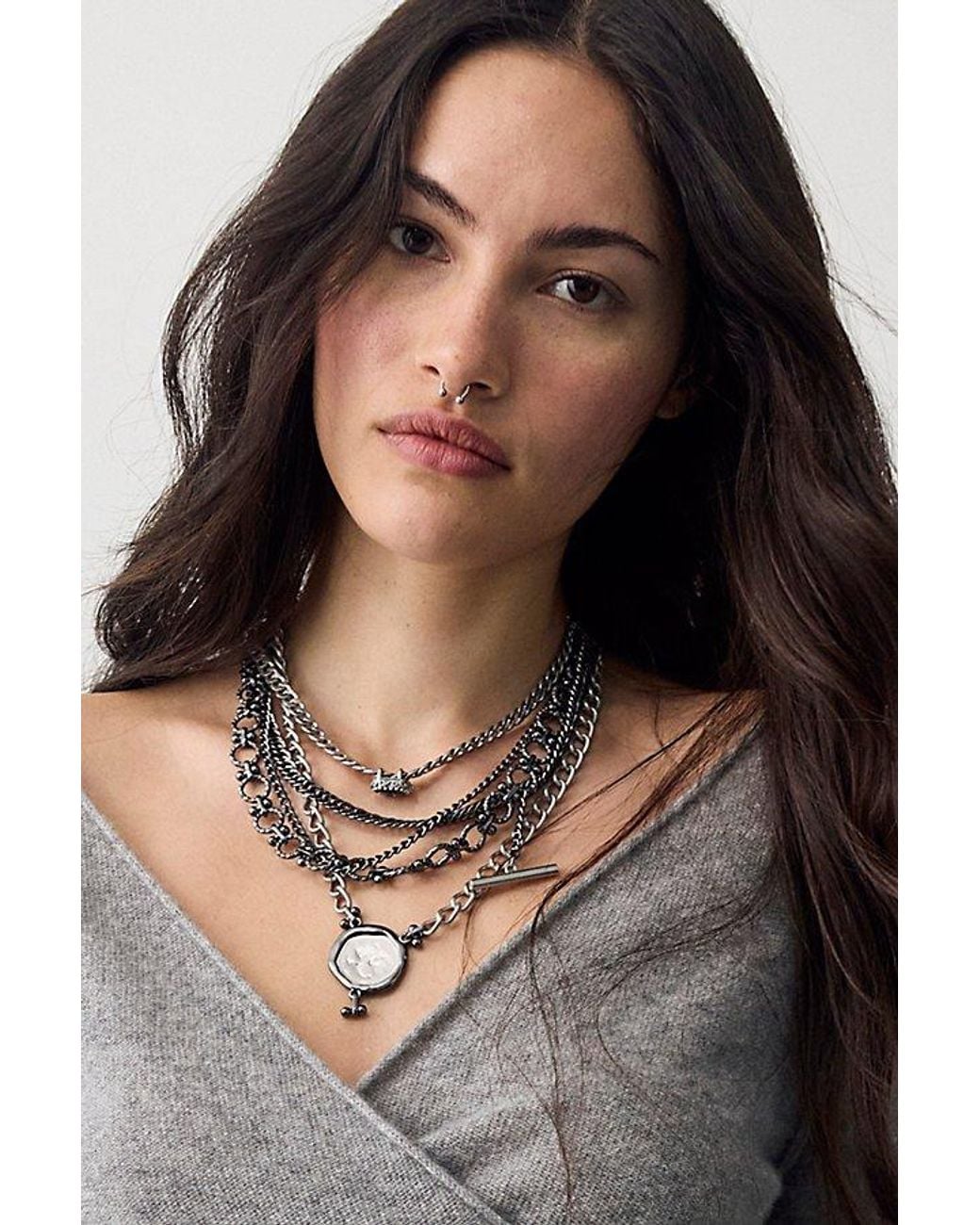 Free People Black Isolde Layer Necklace