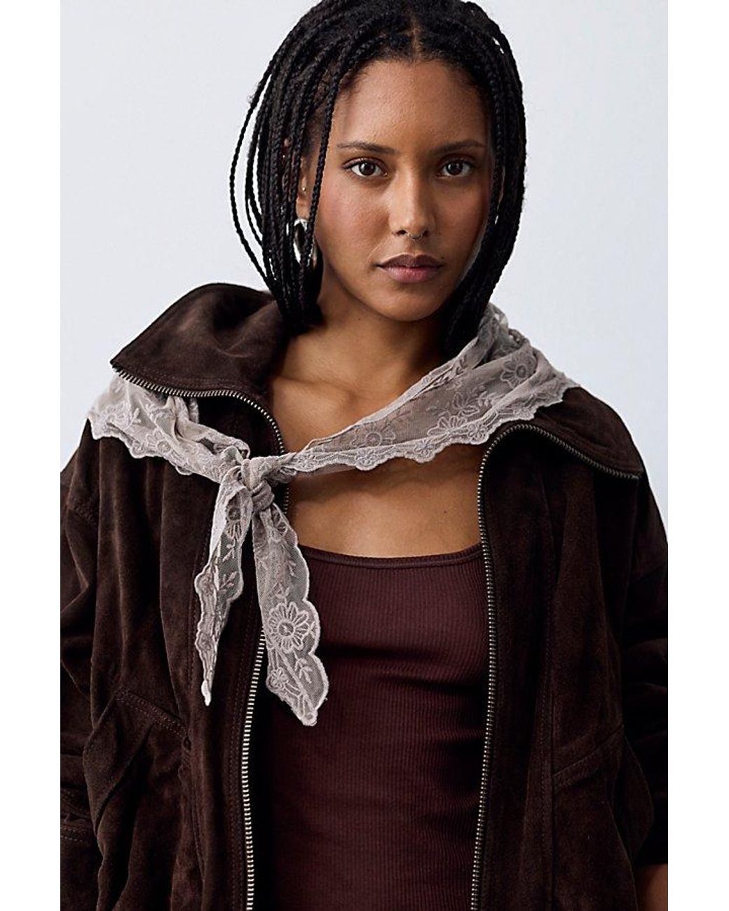 Free People Black Forever Lace Triangle Scarf