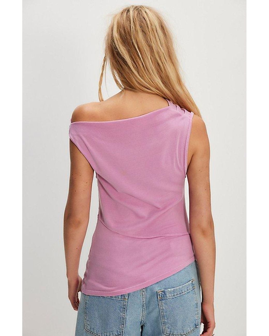 Free People Pink Lola Asymmetrical Hem Tank Top