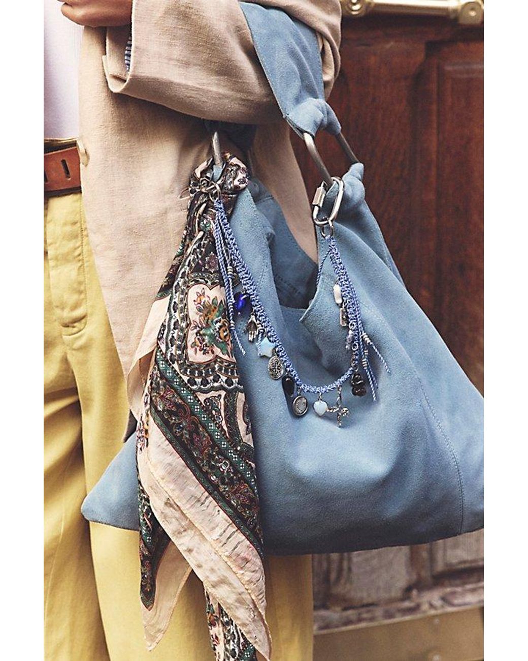 Free People Bobbi Slouch Suede Tote in Blue | Lyst