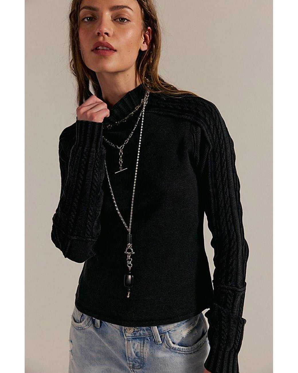 Free People Black Breezy Swit Top