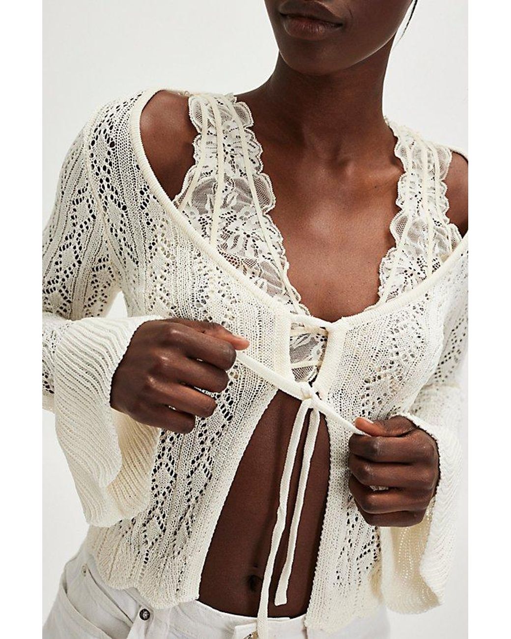 Intimately By Free People Brown Last Dance Lace Plunge Bralette