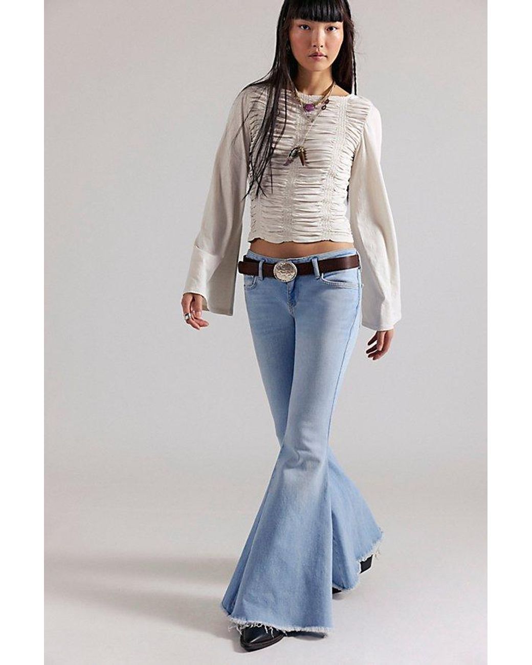 Free People Blue Emre Low-Rise Flare Jeans