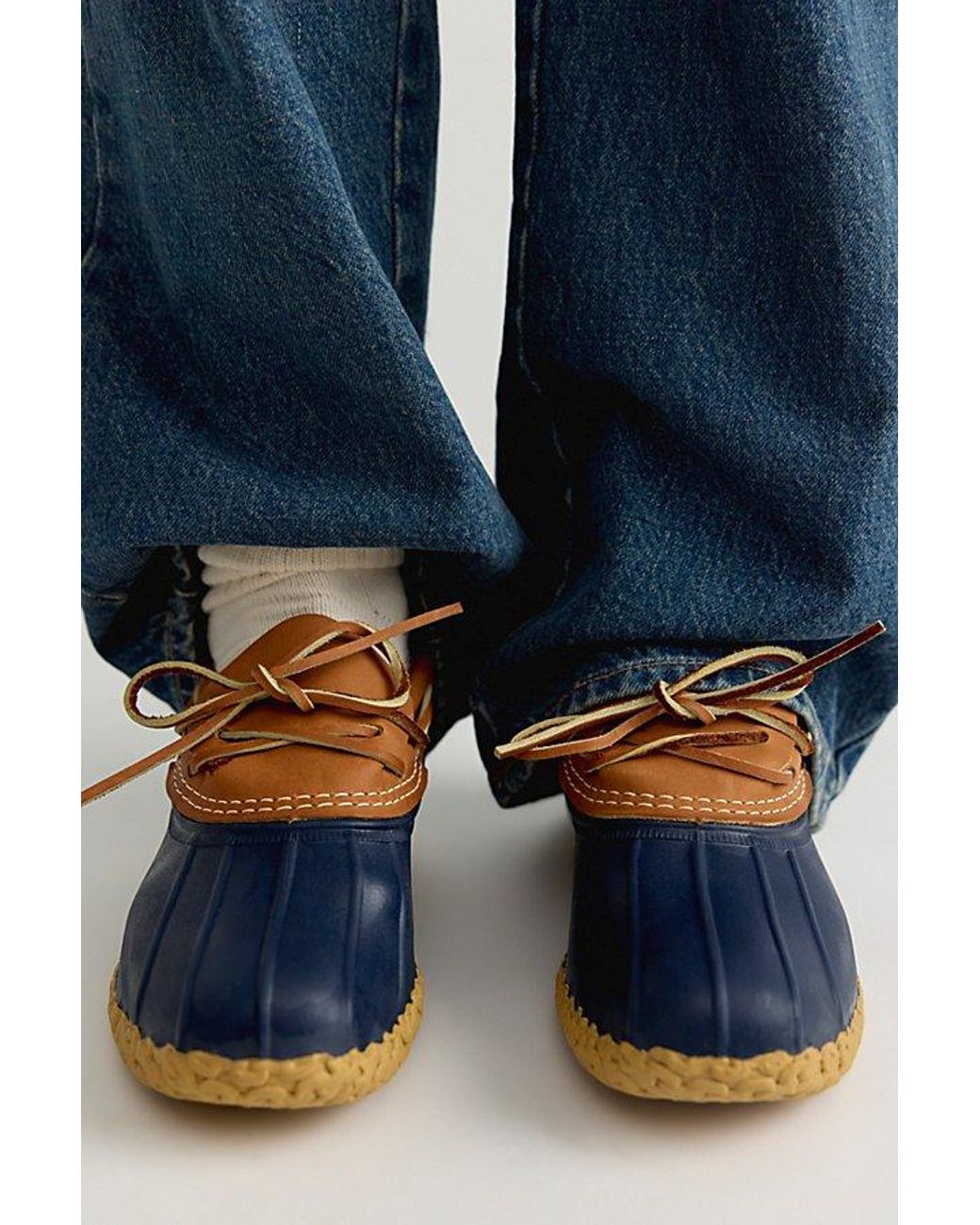 L.L. Bean White L. L.Bean Boots, Leather Rubber Mocs Shoe